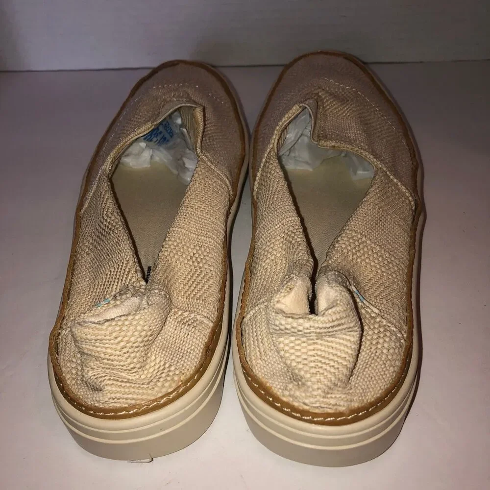 TOMS Parker Womens Size 9.5 Natural Beige Woven Slip On Casual Shoes Sneakers